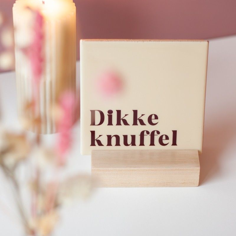 Tegeltje dikke knuffel + droogbloemen - brievenbus cadeau - BloomPost