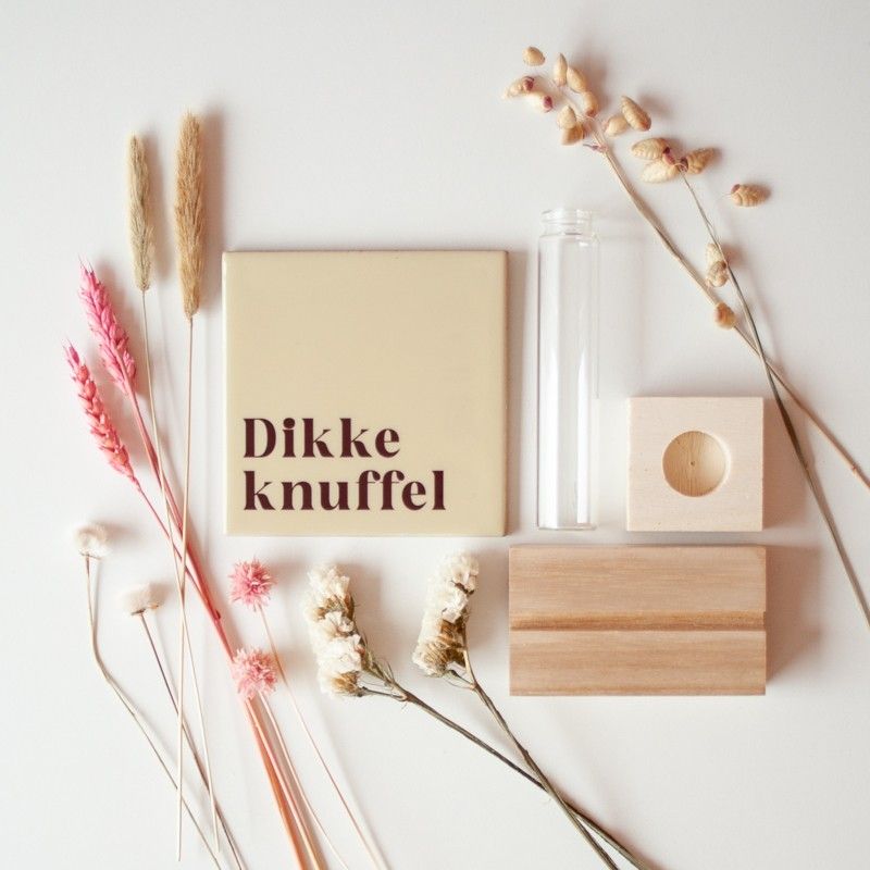 Tegeltje dikke knuffel + droogbloemen - brievenbus cadeau - BloomPost