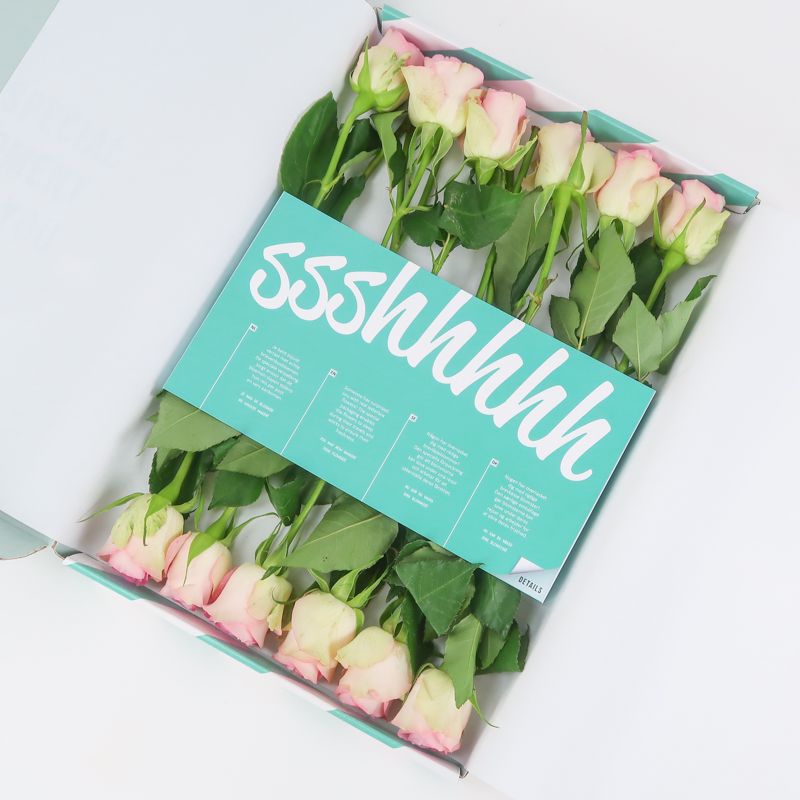 Brievenbuspakketje met roze rozen