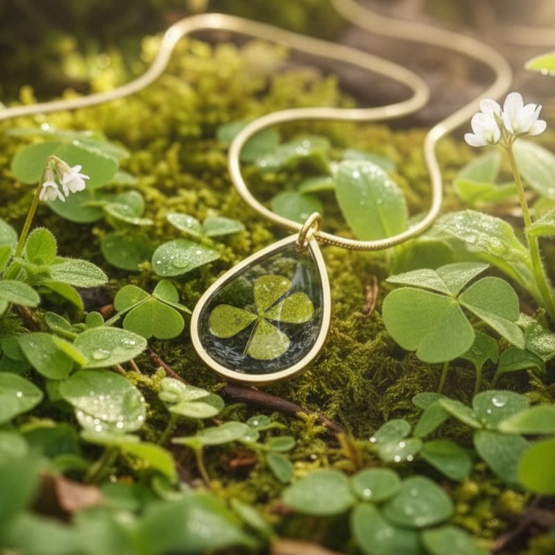 Goudkleurige halsketting met klavertje vier hanger