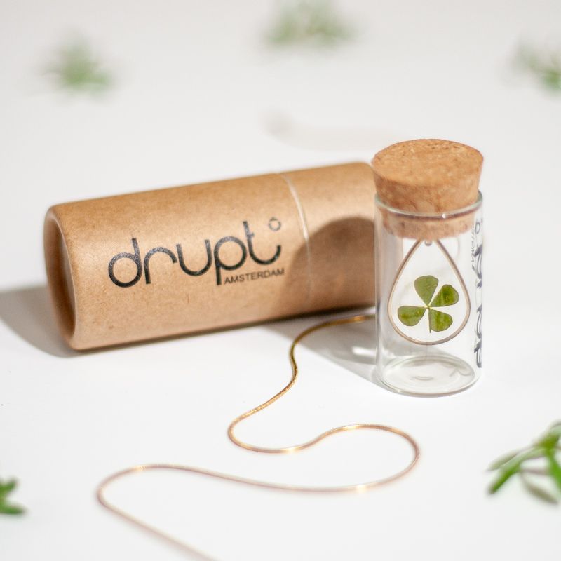 Goudkleurige halsketting met klavertje vier hanger