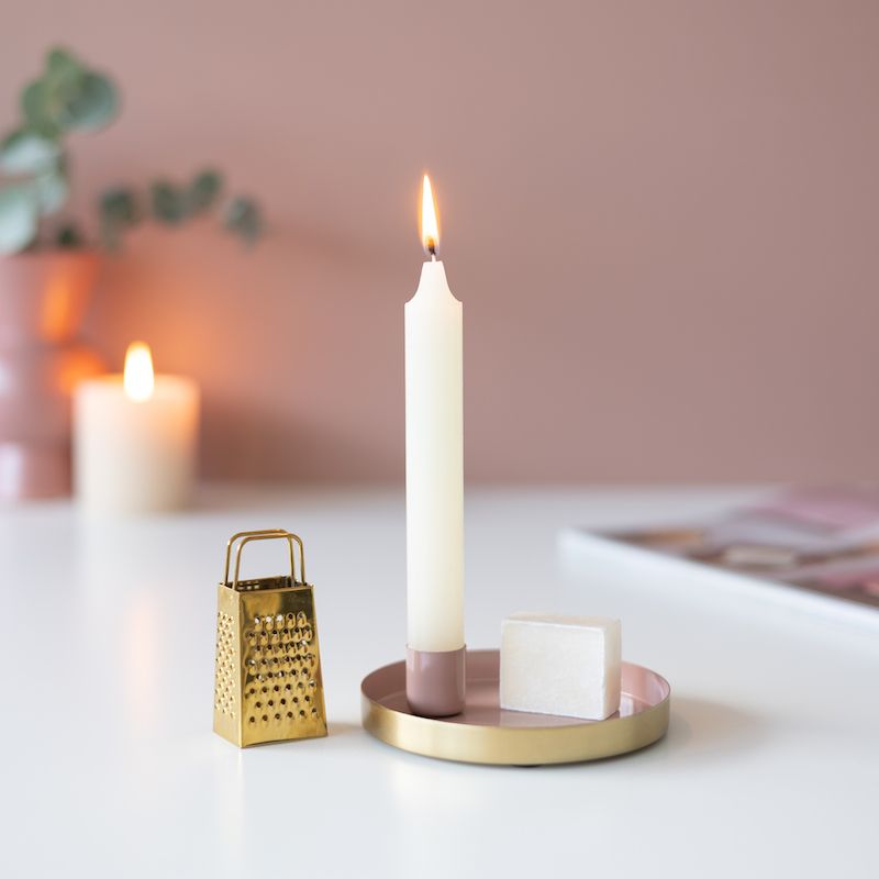 Zen again brievenbus pakketje met gouden mini rasp, roze goud schaaltje met kaars en amberblokje